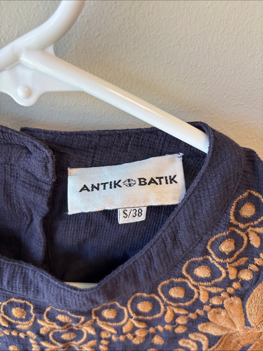 Antik Batik Navy Tunic with Tan Embroidery - Picture 2 of 5